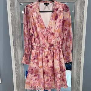 Aqua Pink Wrap Sundress with Bishop Sleeves